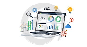 SEO Optimization Strategy Laptop, Analytics, and Target