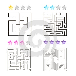 Illustration of set of 4 square mazes for kids