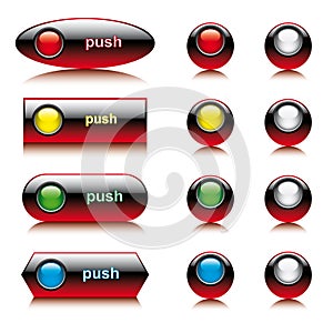Illustration set of abstract shiny buttons for web