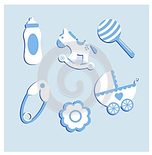 Illustration set of baby items