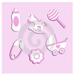 Illustration set of baby items