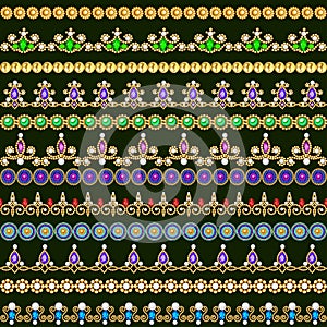 set of beads of multi-colored brush borders for design