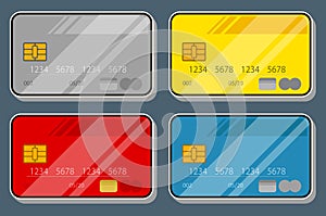 Illustration set of color bank credit card design