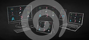 Illustration set of computer devices