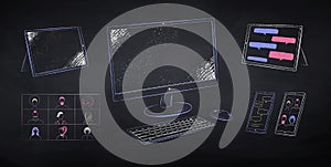 Illustration set of computer devices