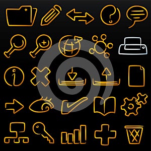 Illustration of set of database icons in modulate style