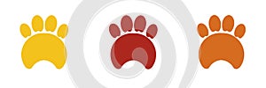 illustration set of dog paw prints isolated on white background. Emblem design