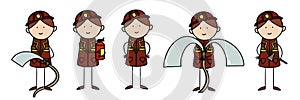 Illustration set of the firemen on a white background