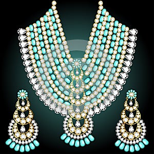 Illustration  set of jewelry: necklace and earrings for wedding