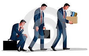 Illustration set offers the complex world of a lethargic businessman