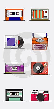 Illustration set of retro entertainment stuff vector