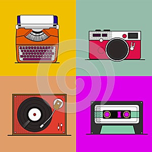 Illustration set of retro stuff vector
