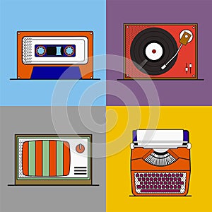 Illustration set of retro stuff vector