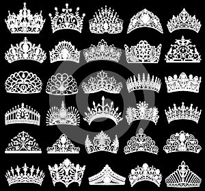 set of silhouettes of ancient crowns, tiaras, tiara photo