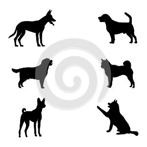 Illustration set of silhouettes of dog