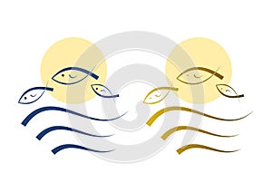 Illustration set: Simple fish icon