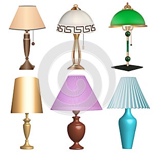 set of table lamps fixtures  on a white background photo