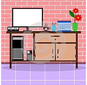 illustration of set work desk photo