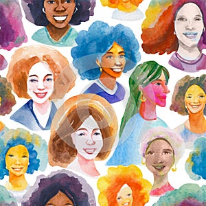 illustration of several women of different ethnicities reflecting female diversity