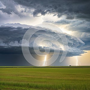 Illustration, Severe storm, mesocyclone, over Oklahoma