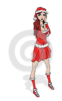 Illustration of a chirstmas girl