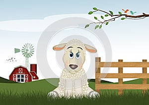 illustration of sheep in the farm