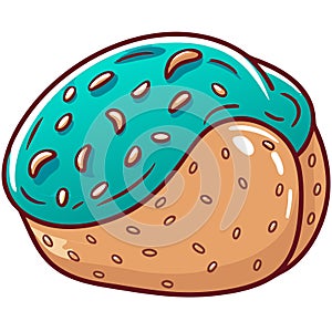 Cartoon Doughnut with Blue Icing and Sprinkles Vector Illustration photo