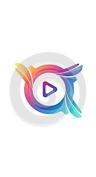 Play Button Icon Design with Abstract Colorful Shapes Perfect for Multimedia and Entertainment