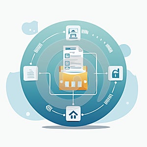 Digital Document Management System Concept Illustration