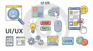 UI UX Design Elements User Interface and User Experience Concept