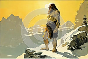 An illustration showcasing the depiction of a Neanderthal man, providing a glimpse into the fascinating world of our