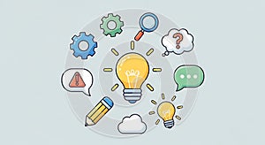 Idea Generation Light Bulb, Innovation, Problem Solving Concept