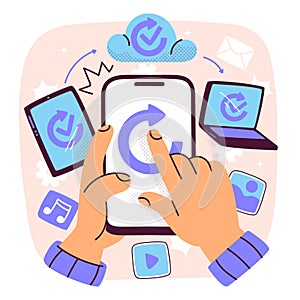 Mobile Data Synchronization Across Devices with Cloud Connectivity and Backup