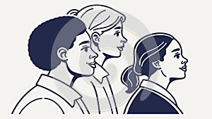 Diverse Group of People in Profile, Community, vector design Generative AI photo