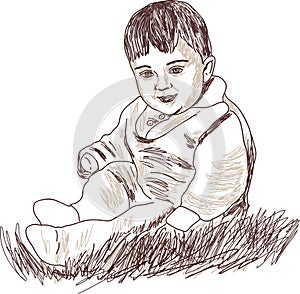 The illustration shows a child in a graphic style.