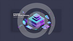 Dynamic data visualization concept with modern isometric design