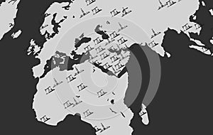 The illustration shows the Persian Gulf region with oil production facilitie