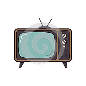 Vintage television set with antenna and knobs retro style vector illustration