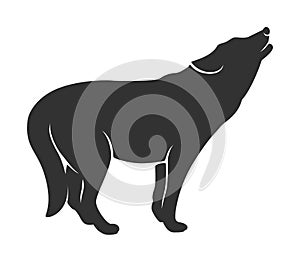 Silhouette of the wolf on a white background