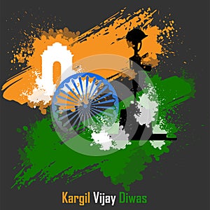 Illustration of silhouettes of soldiers abstract concept for Kargil Vijay Diwas, banner or poster. Vector illustration