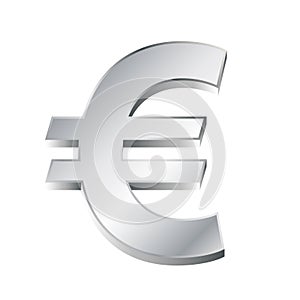 illustration of a silver euro sign on white background