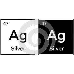 Illustration of silver periodic table element for science