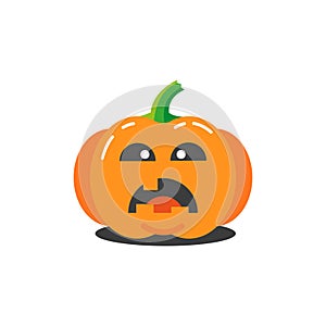 Illustration of a simple cartoon funny pumpkin for halloween which is shocked