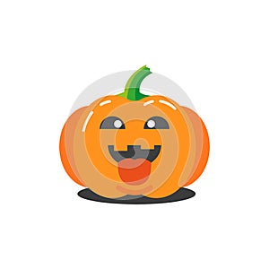 Illustration of a simple cartoon funny pumpkin for halloween which teases