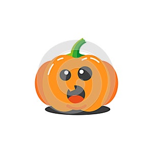 Illustration of a simple cartoon funny pumpkin for halloween which is very surprised