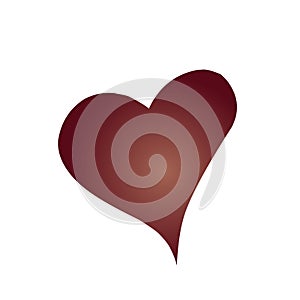 Illustration of simple red love heart isolated on white background