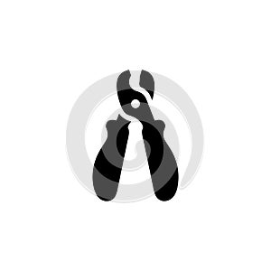 Simple Solid Wire Cutter Plier Tool Icon Isolated On White Background