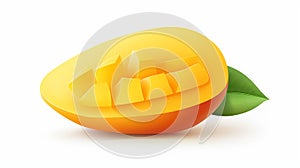 an illustration of a single, impeccably rounded slice of a mango