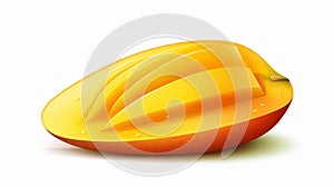 an illustration of a single, impeccably rounded slice of a mango
