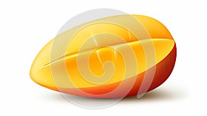 an illustration of a single, impeccably rounded slice of a mango
